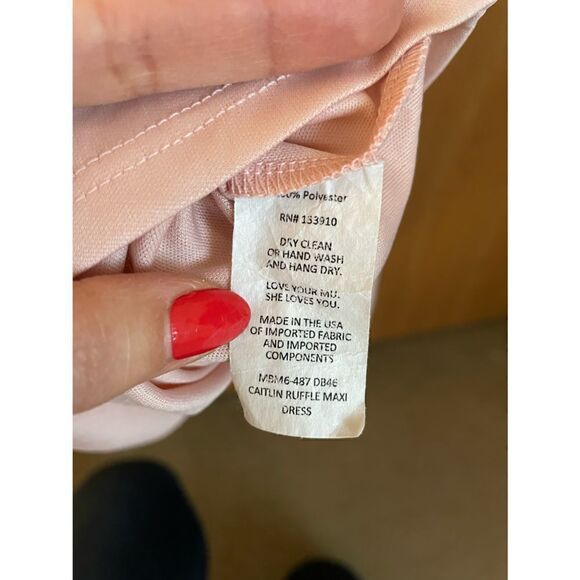 Show me your mumu Caitlin Ruffle Maxi Dress Size M NWOT Dusty Blush Crisp - Picture 6 of 8